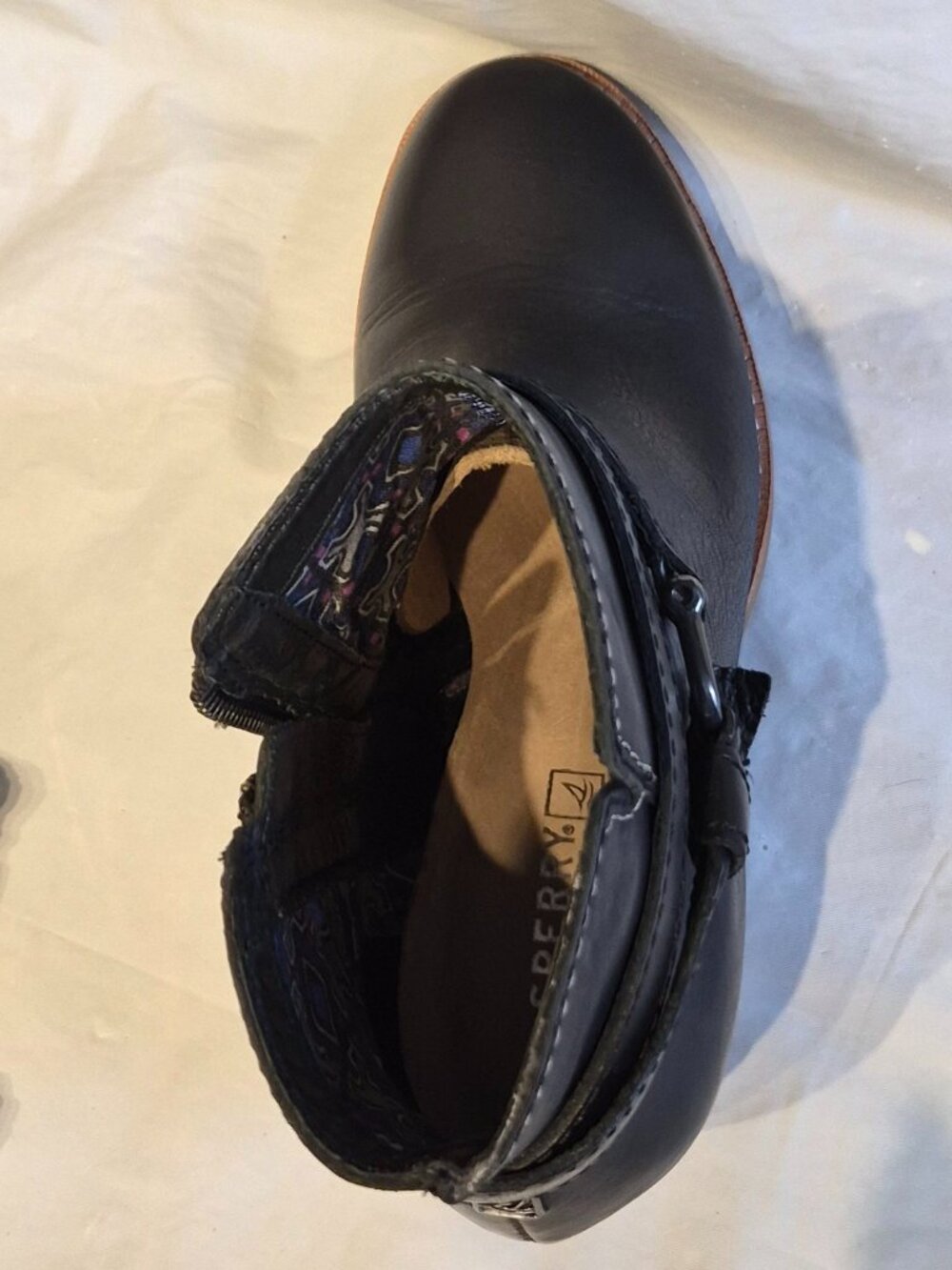 New In Box sz 7M Sperry Top-Sider Black Onyx Chelton Leather Booties - Picture 8 of 10